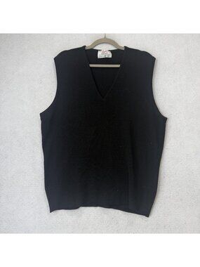 Byford Sweater Vest Mens XL Black Pure New Wool V Neck Knit Pullover England